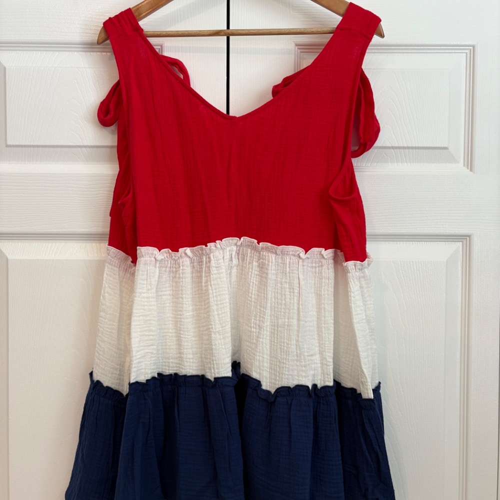 Ott Red White & Blue Gauze Top 3X - Picture 4 of 8